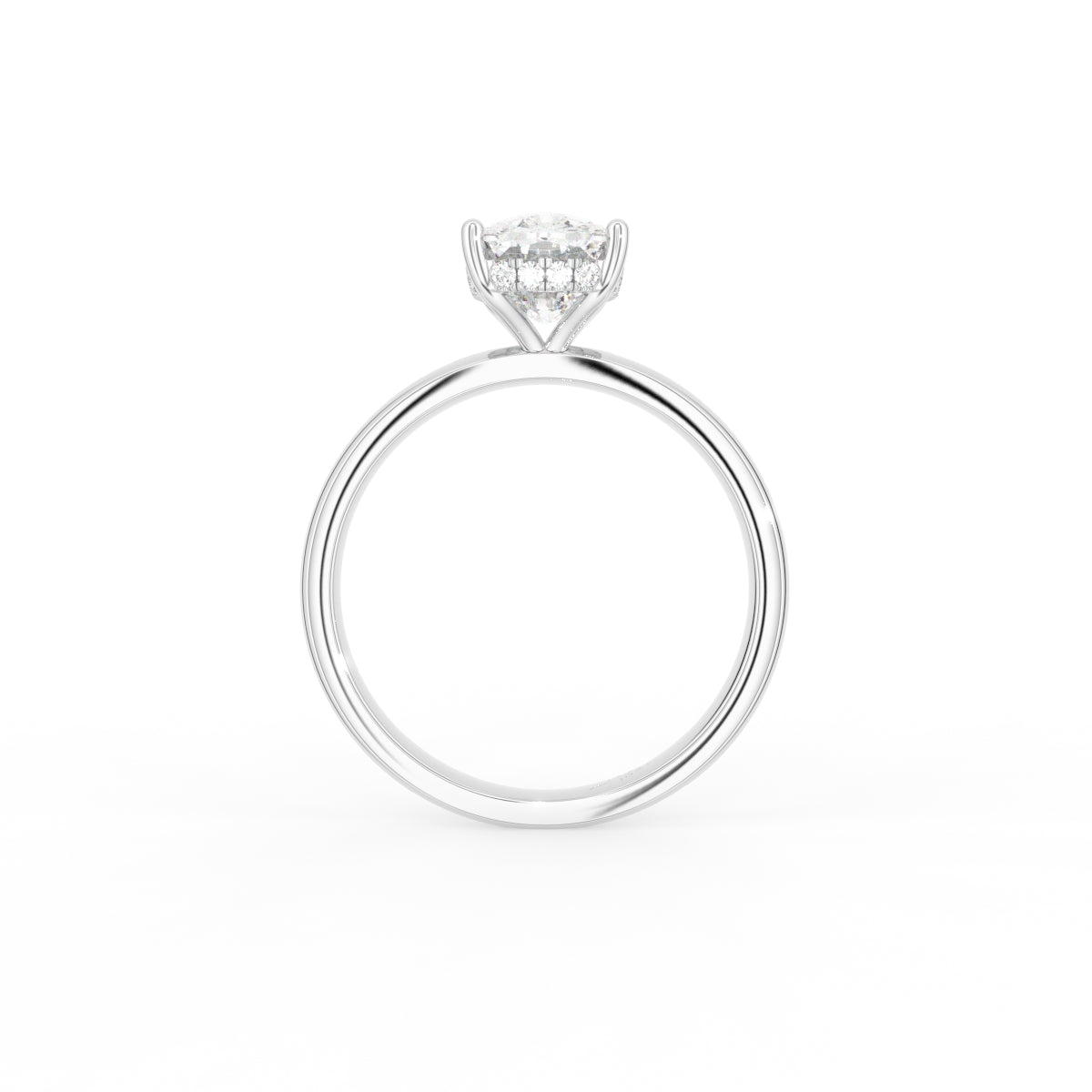 18K Solitaire Cushion Diamond Ring — FRONT
