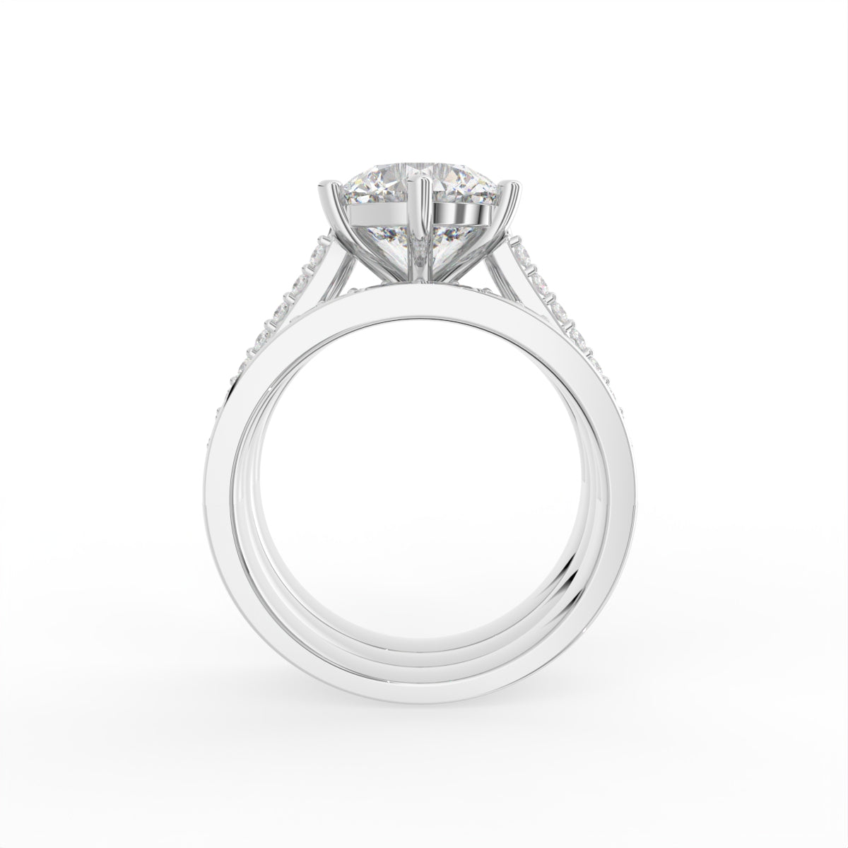 Sterling Silver Diamond Ring — FRONT/BACK