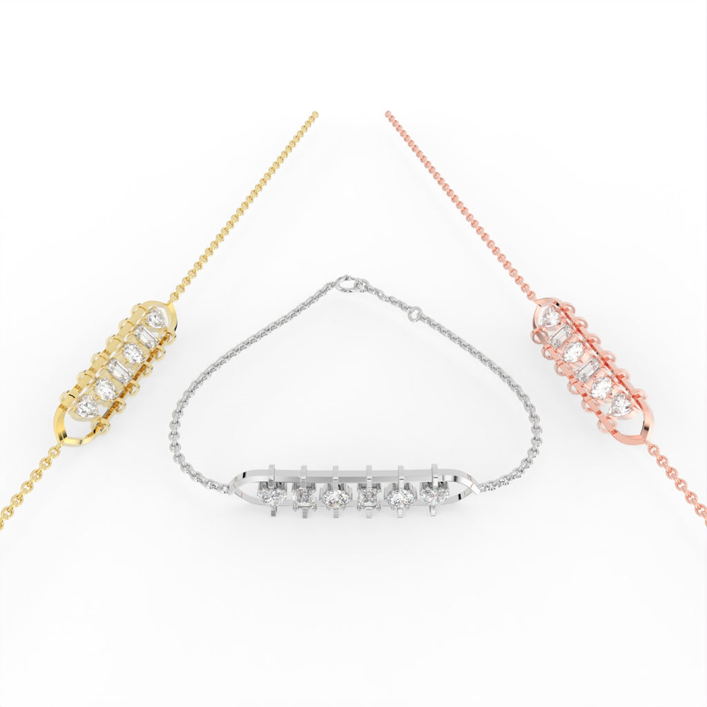 18K Diamond Bar Bracelet — 3 COLOR