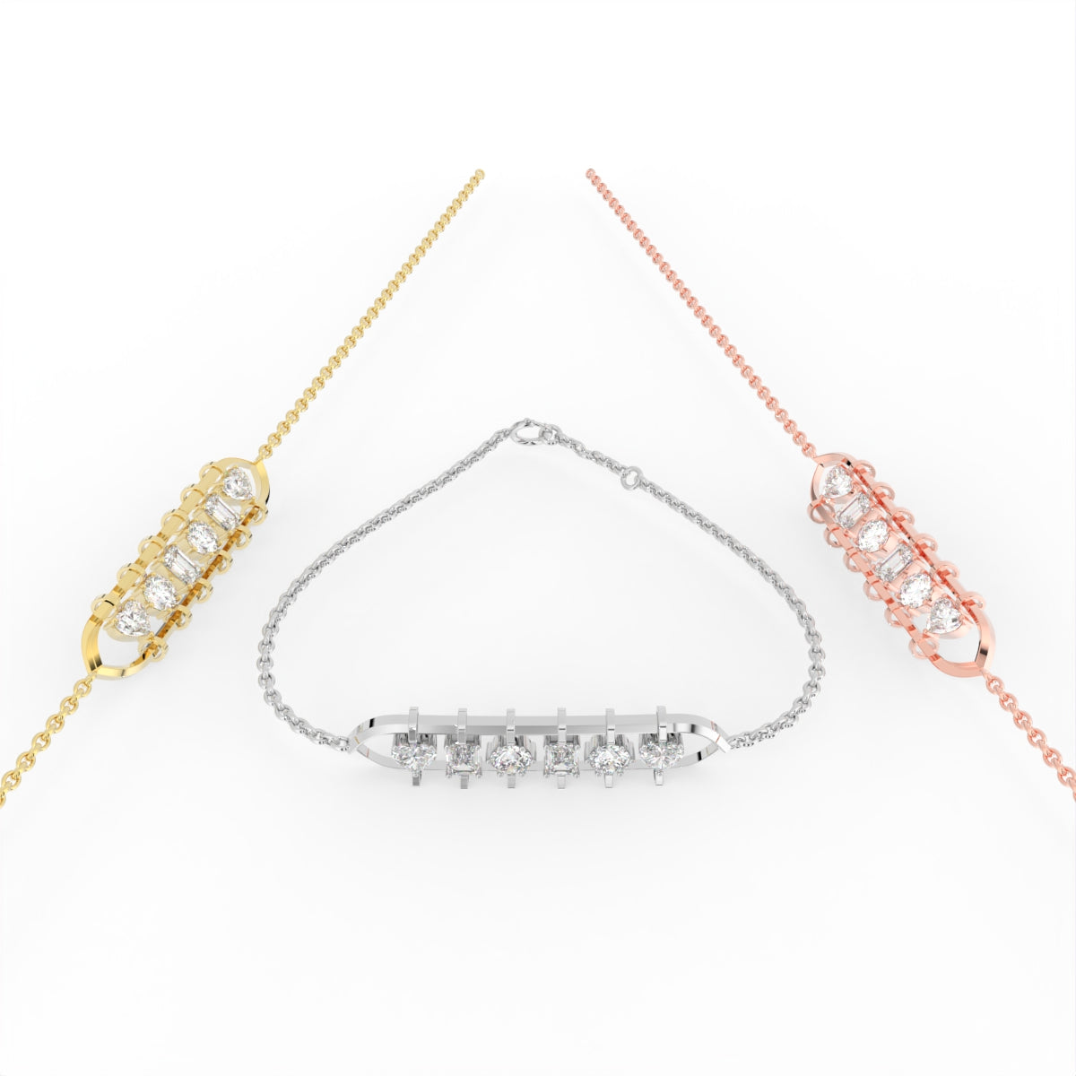 18K Diamond Bar Bracelet — 3 COLOR