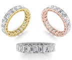 18K Full Eternity Emerald Cut Diamond Ring — 3 COLOR
