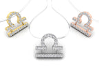 18K White Gold Zodiac Round Diamond Pendant — 3 COLOR