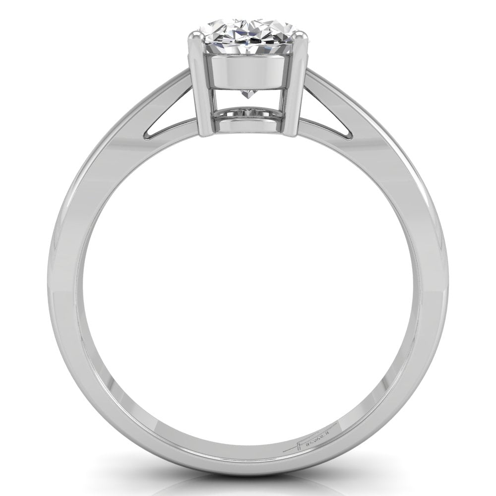 18K Solitaire Oval Diamond Ring — FRONT