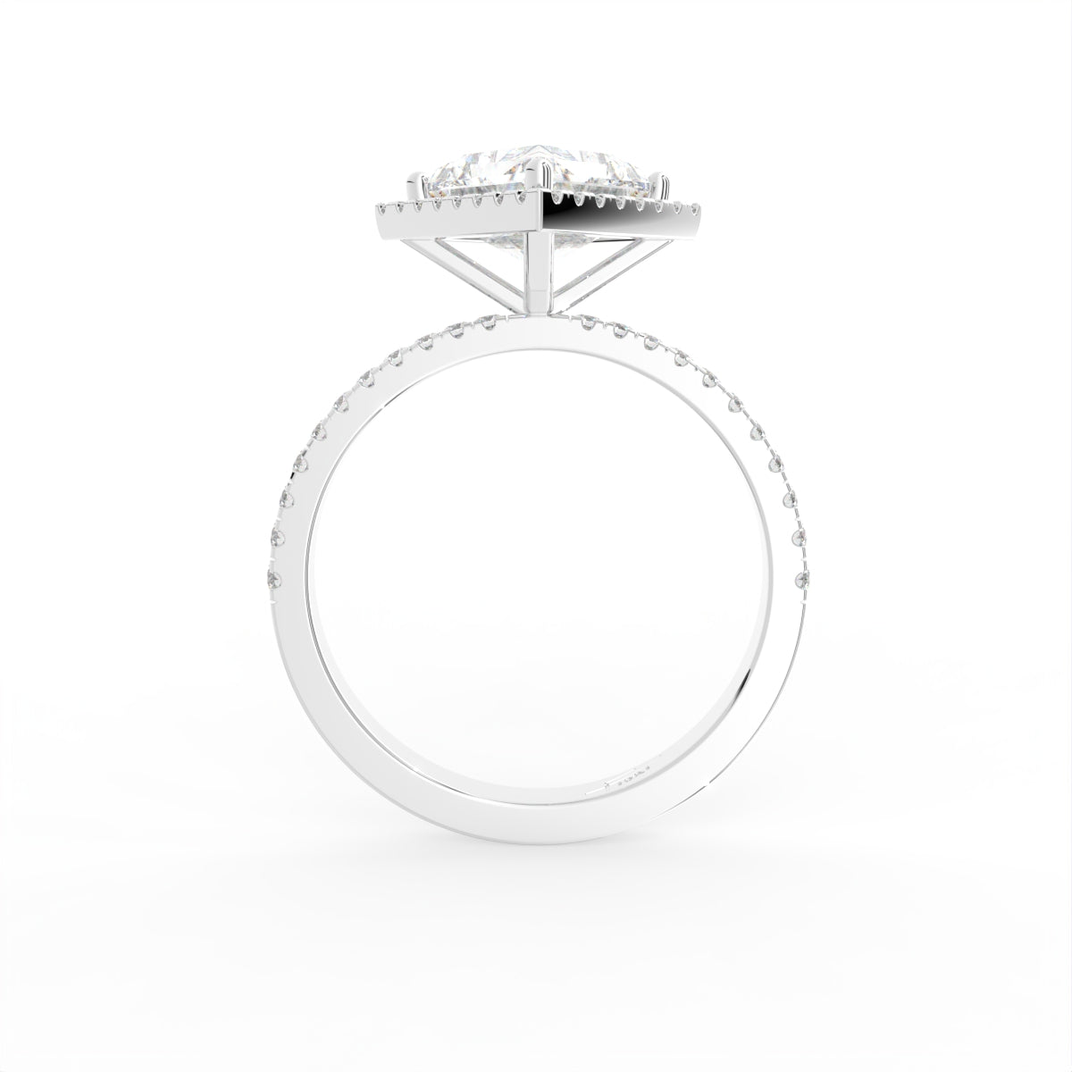18K White Gold Kite Solitaire Diamond Ring — FRONT