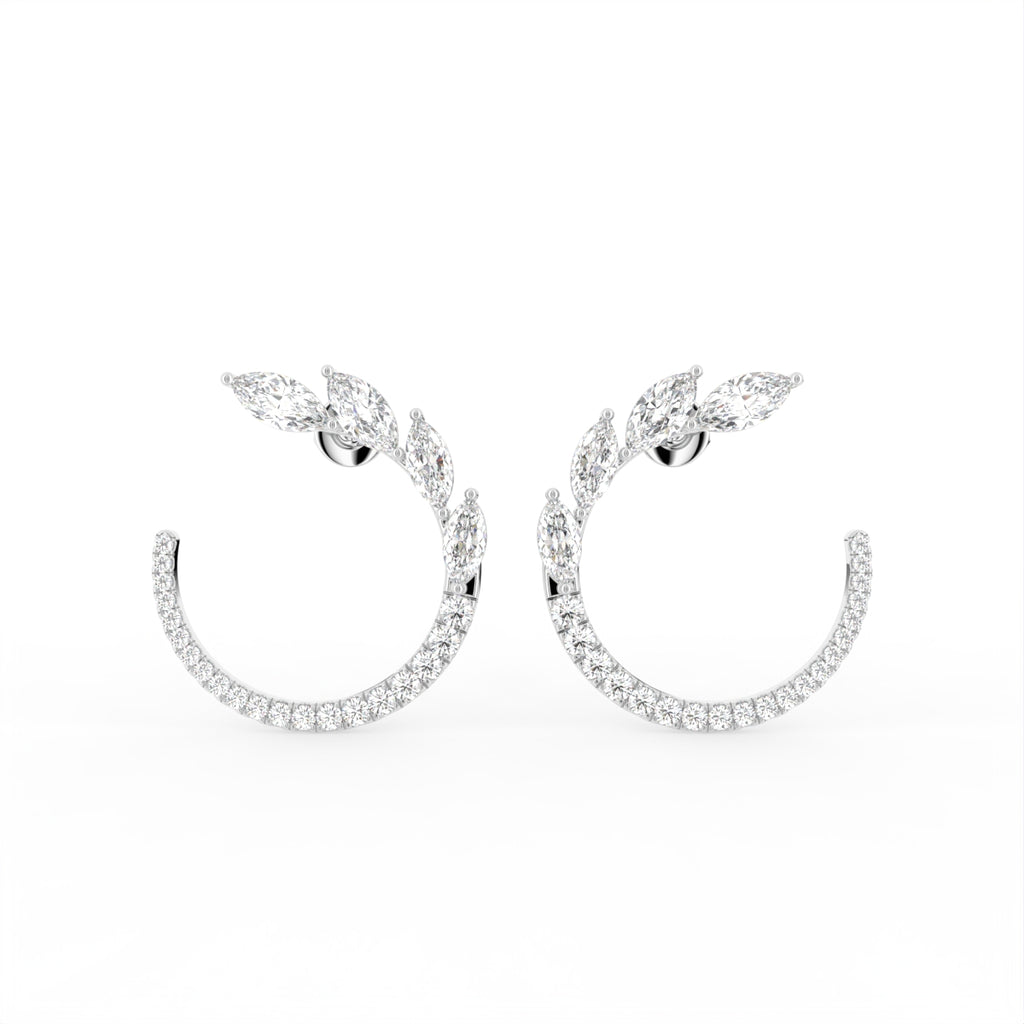 18K Mixed Cut Hoop Diamond Earrings — TOP