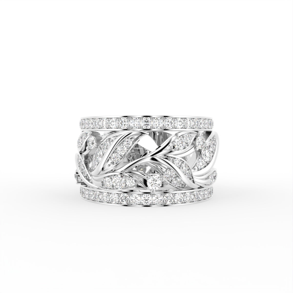 18K Leaf Eternity Diamond Ring — TOP