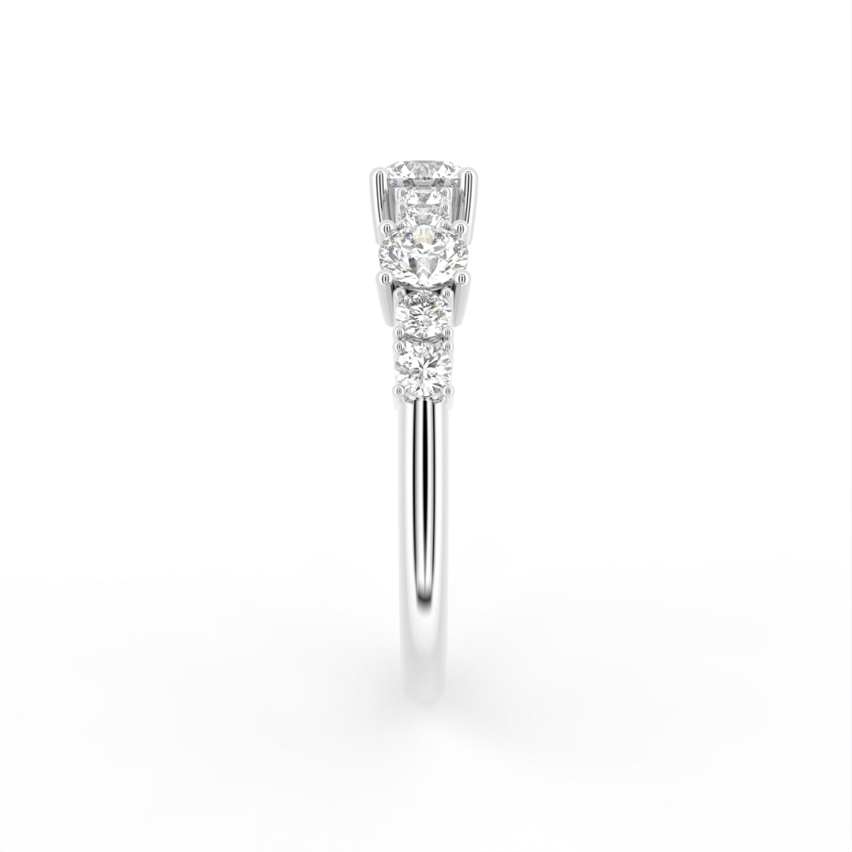 18K Half Eternity Diamond Ring — SIDE