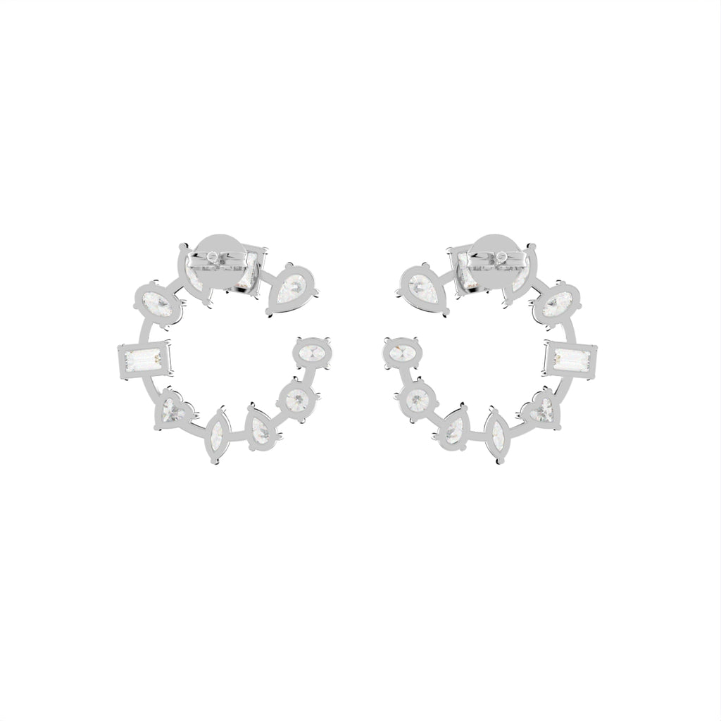 18K White Gold Mixed Shape Diamond Earrings — BACK