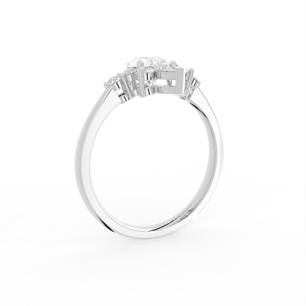 18K Yellow Gold Bespoke Pear Diamond Ring — 3D VIEW