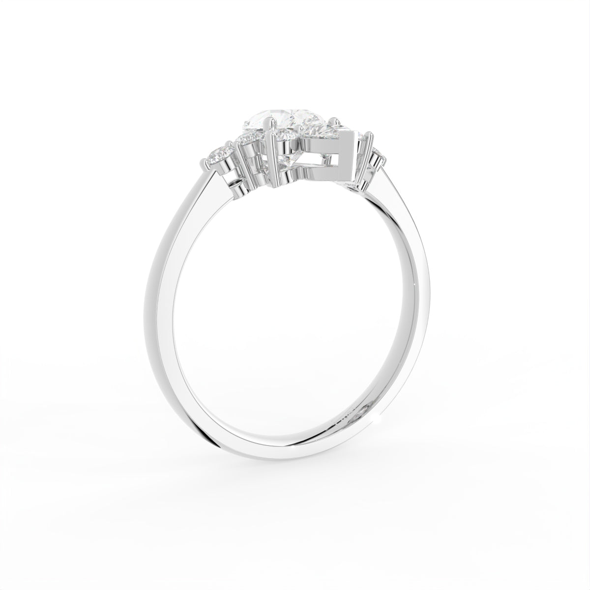 18K Yellow Gold Bespoke Pear Diamond Ring — 3D VIEW