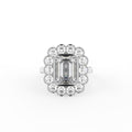 18K Halo Emerald Cut Diamond Solitaire Ring — TOP