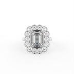 18K Halo Emerald Cut Diamond Solitaire Ring — TOP
