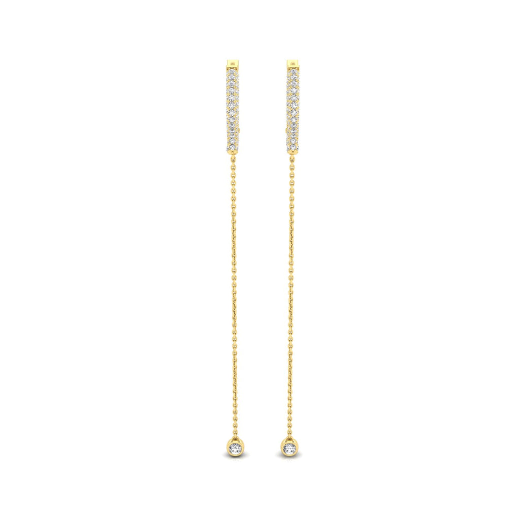 18K Yellow Gold Hoop Drop Diamond Earrings — TOP