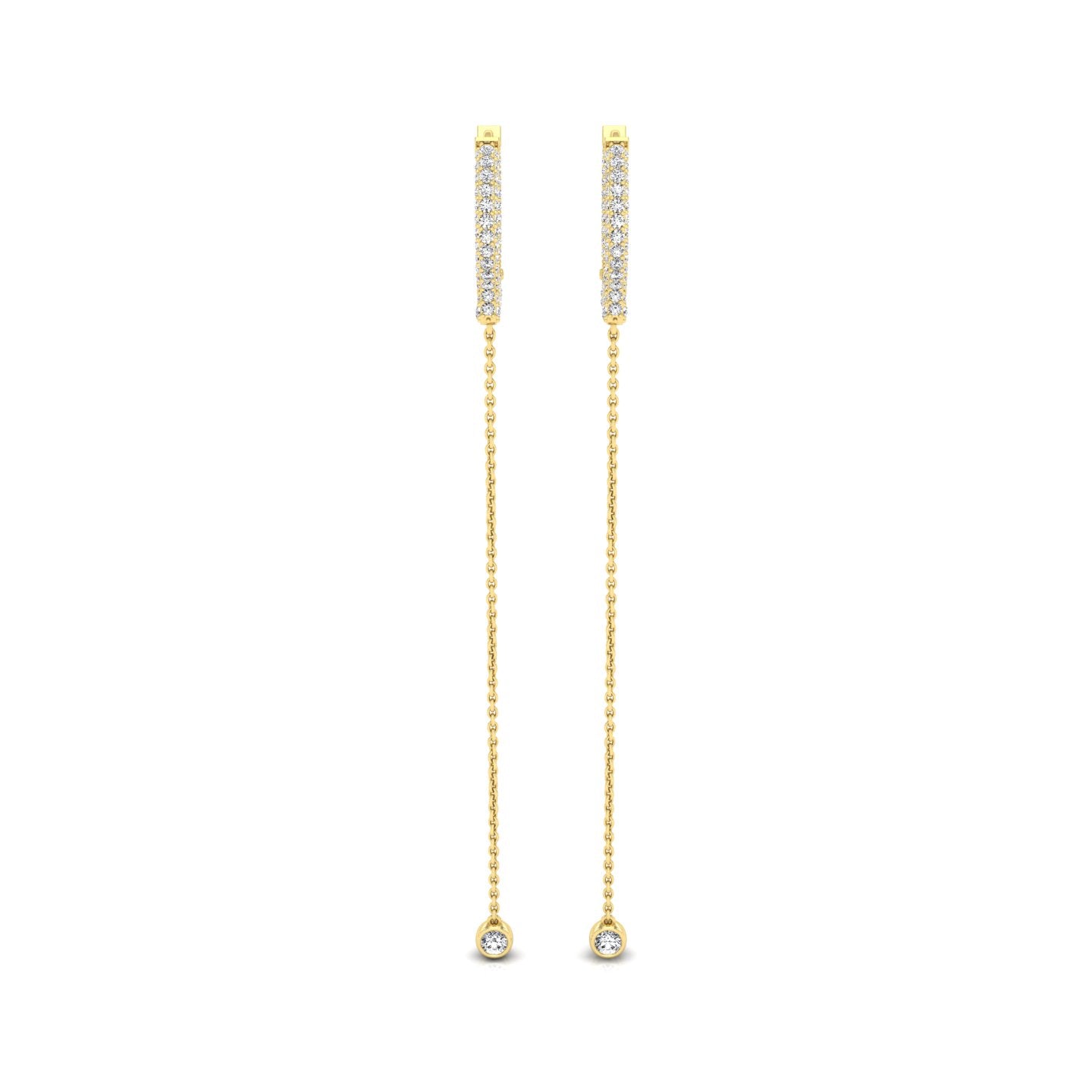 18K Yellow Gold Hoop Drop Diamond Earrings — TOP