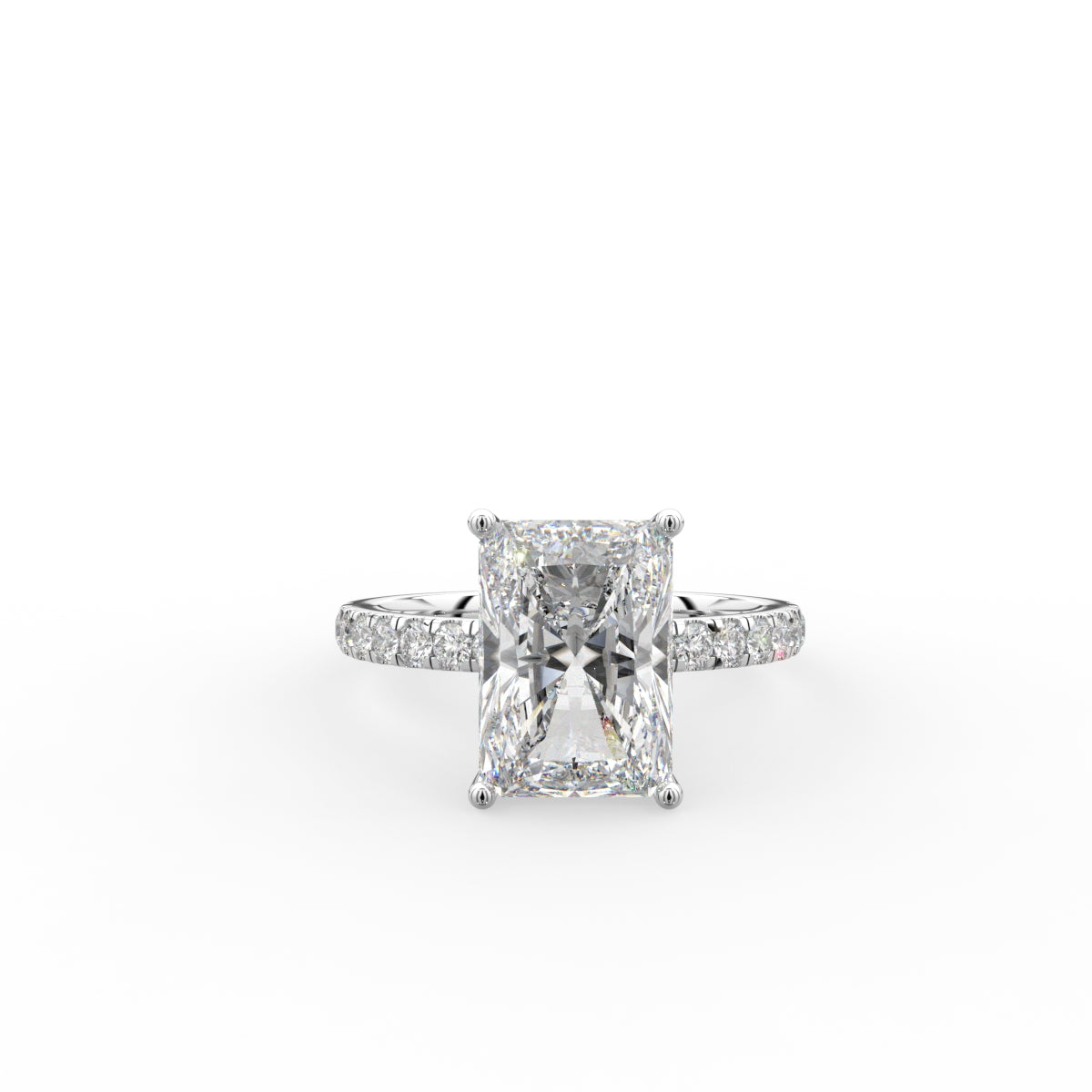 18K Solitaire Radiant Diamond Engagement Ring — TOP