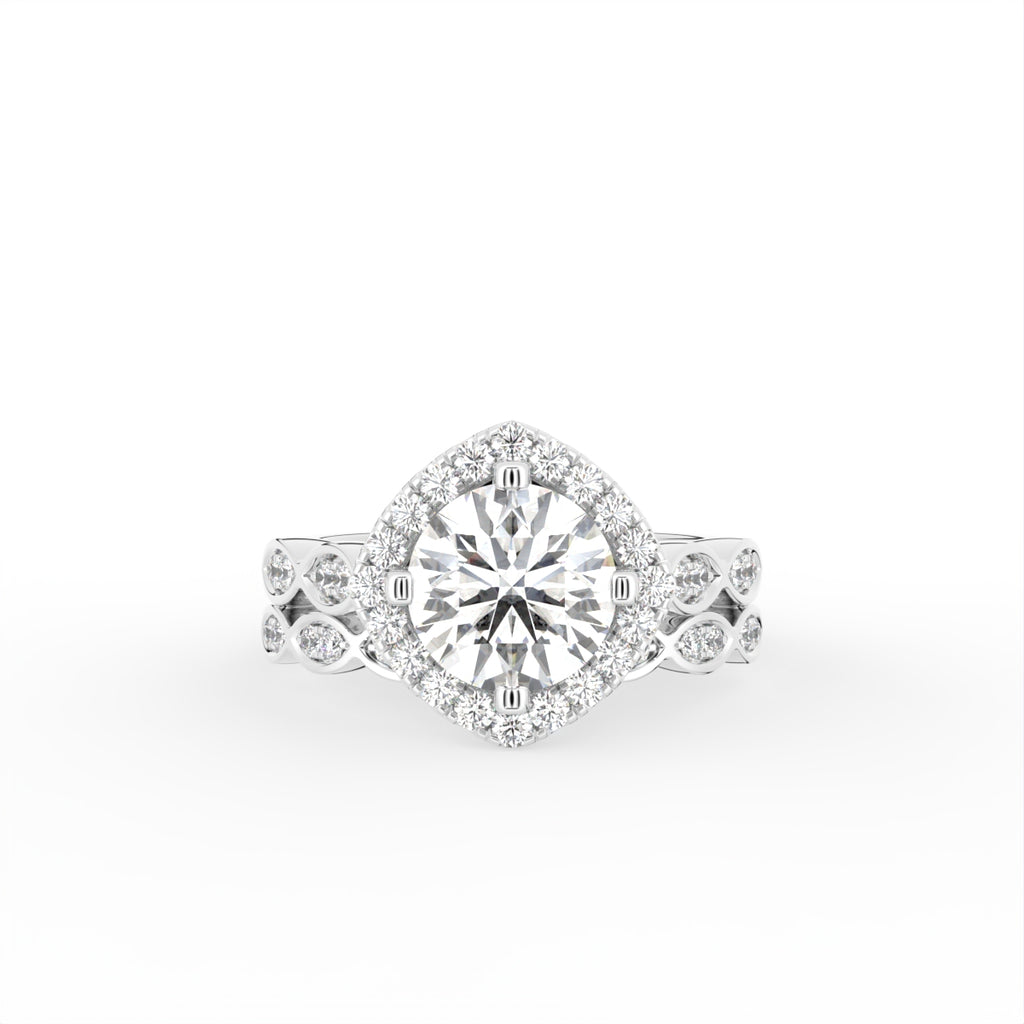 18K Halo Round Diamond Engagement Ring — TOP