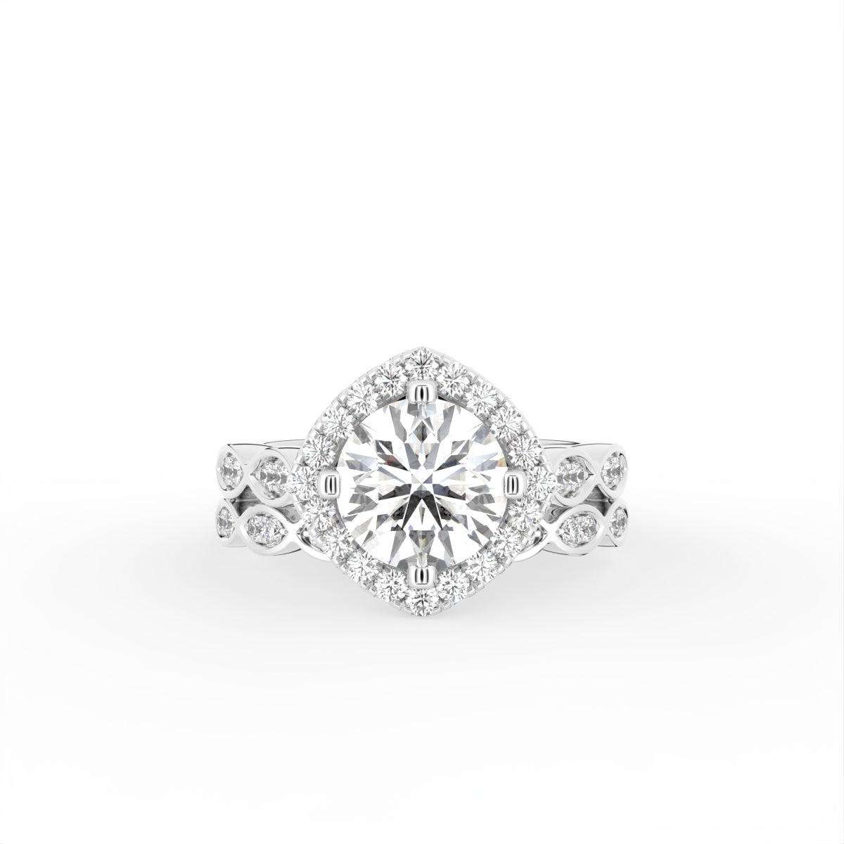 18K Halo Round Diamond Engagement Ring — TOP