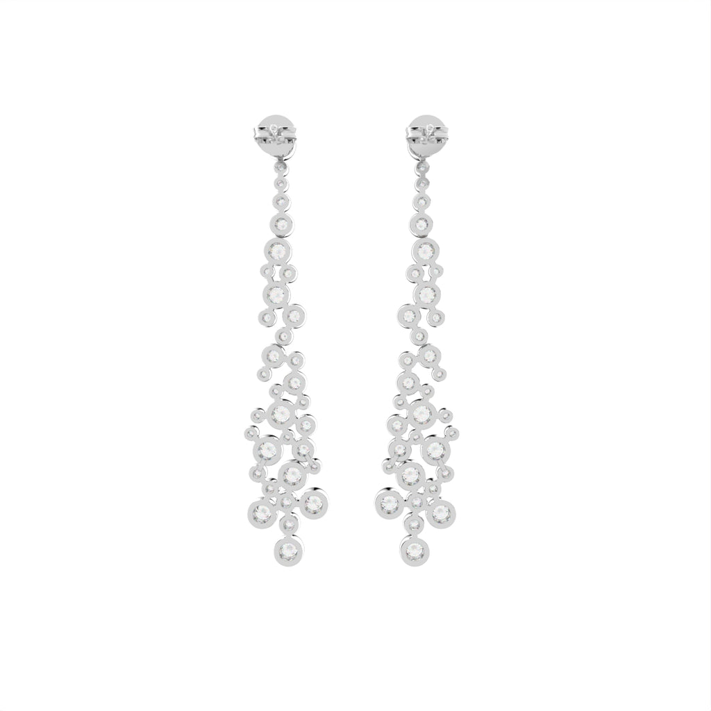 18K Round Cluster Diamond Drop Earrings — BACK