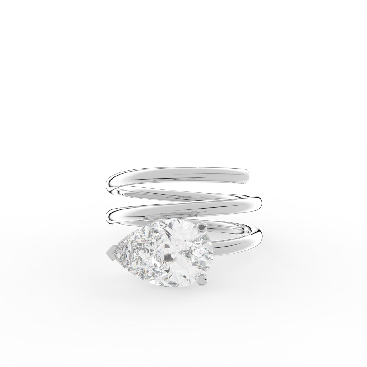 Sterling Silver Pear Diamond Ring — TOP