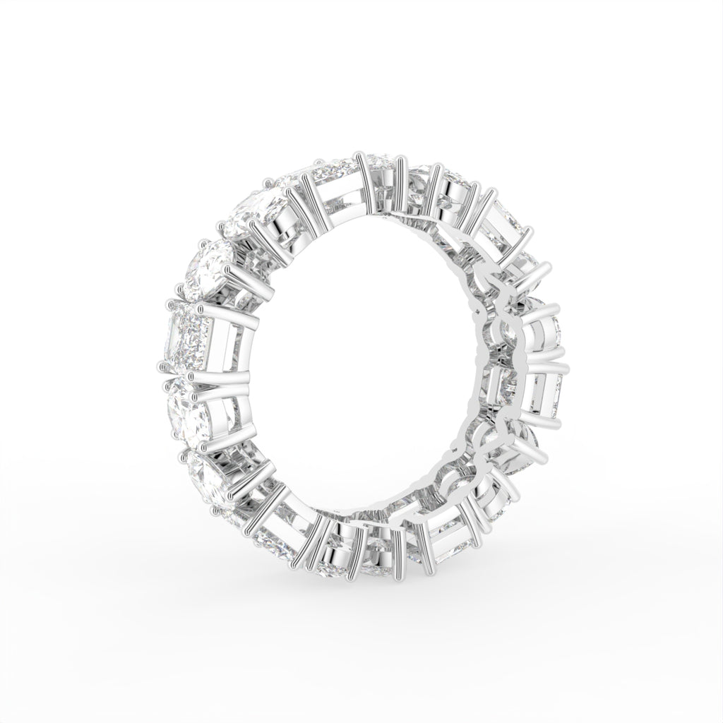 18K Full Eternity Emerald Cut Diamond Ring — 3D VIEW