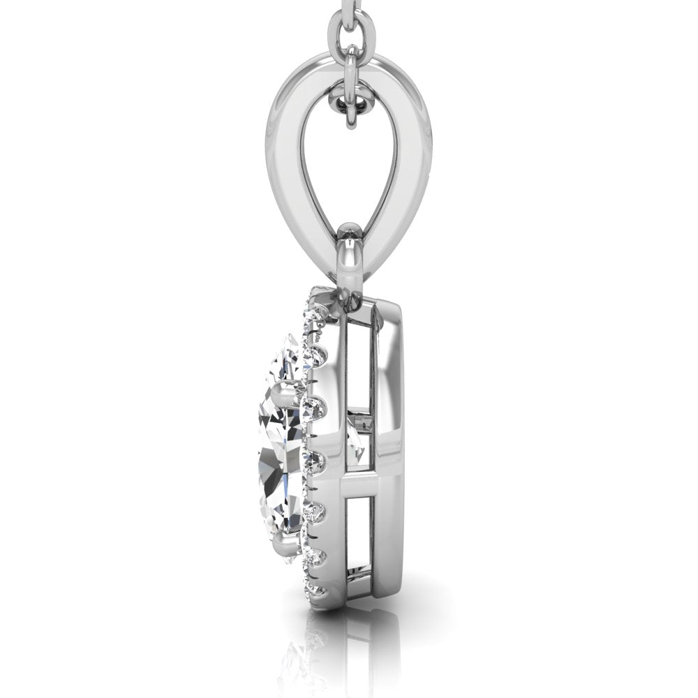 14K Halo Diamond Pendant — FRONT