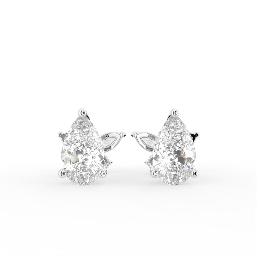 18K Pear Butterfly Diamond Earrings — TOP