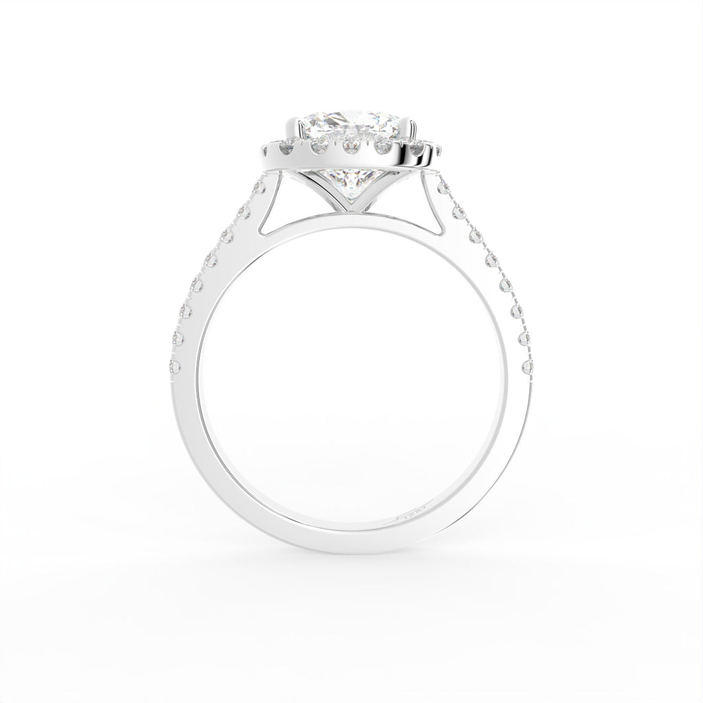 18K White Gold Halo Asscher Diamond Ring — FRONT