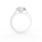 18K White Gold Halo Asscher Diamond Ring — FRONT