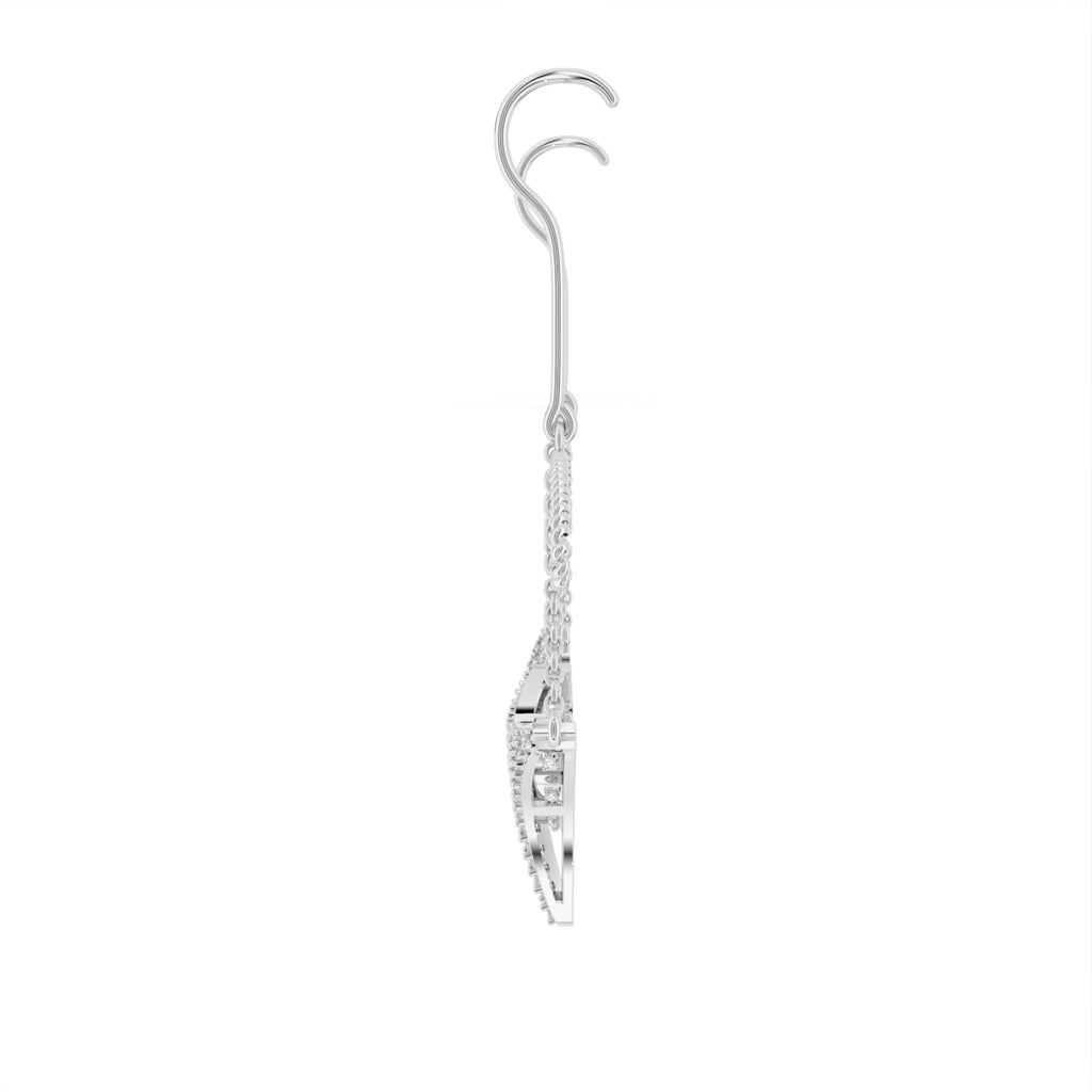Sterling Silver Round Diamond Earrings — 3D / RIGHT