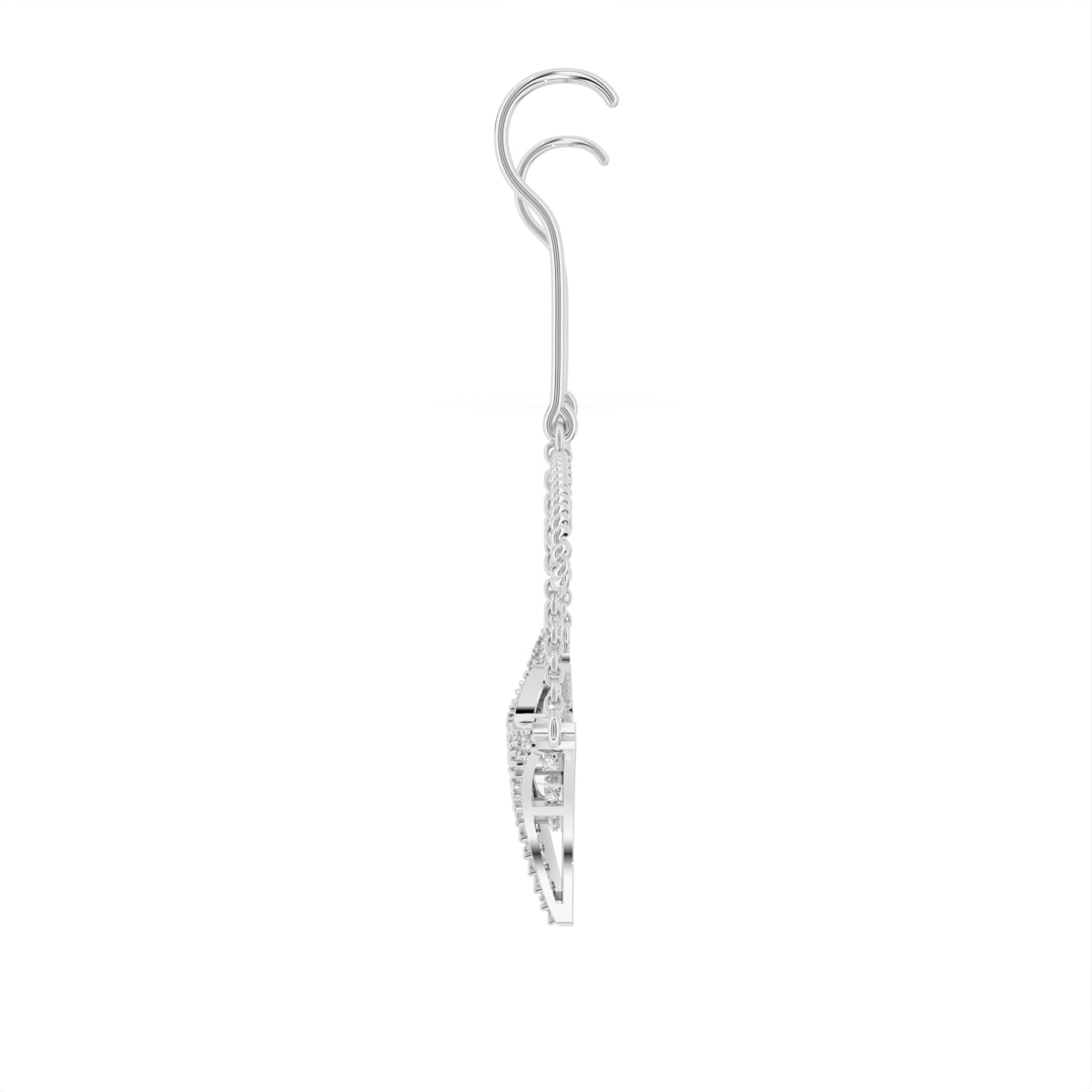 Sterling Silver Round Diamond Earrings — 3D / RIGHT