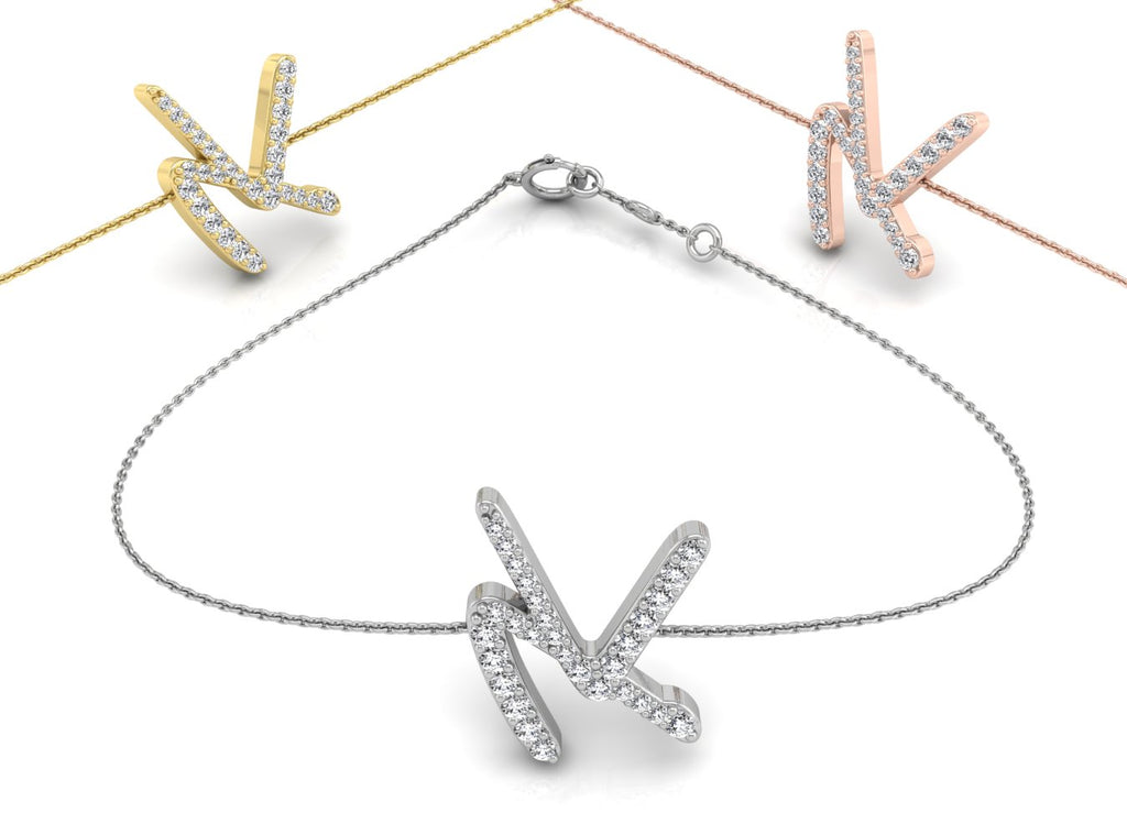 18K Alphabet Diamond Bracelet — 3 COLOR