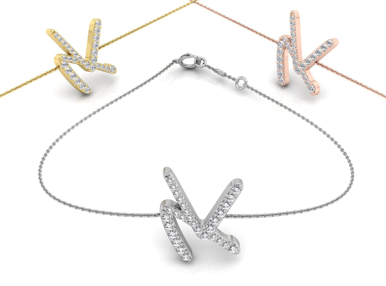 18K Alphabet Diamond Bracelet — 3 COLOR