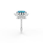 18K Yellow Gold Halo Oval Diamond Ring — SIDE