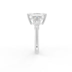 18K White Gold Trilogy Emerald Diamond Engagement Ring — SIDE