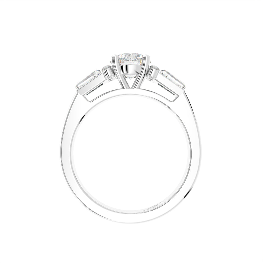18K Bespoke Round Baguette Diamond Ring — SIDE