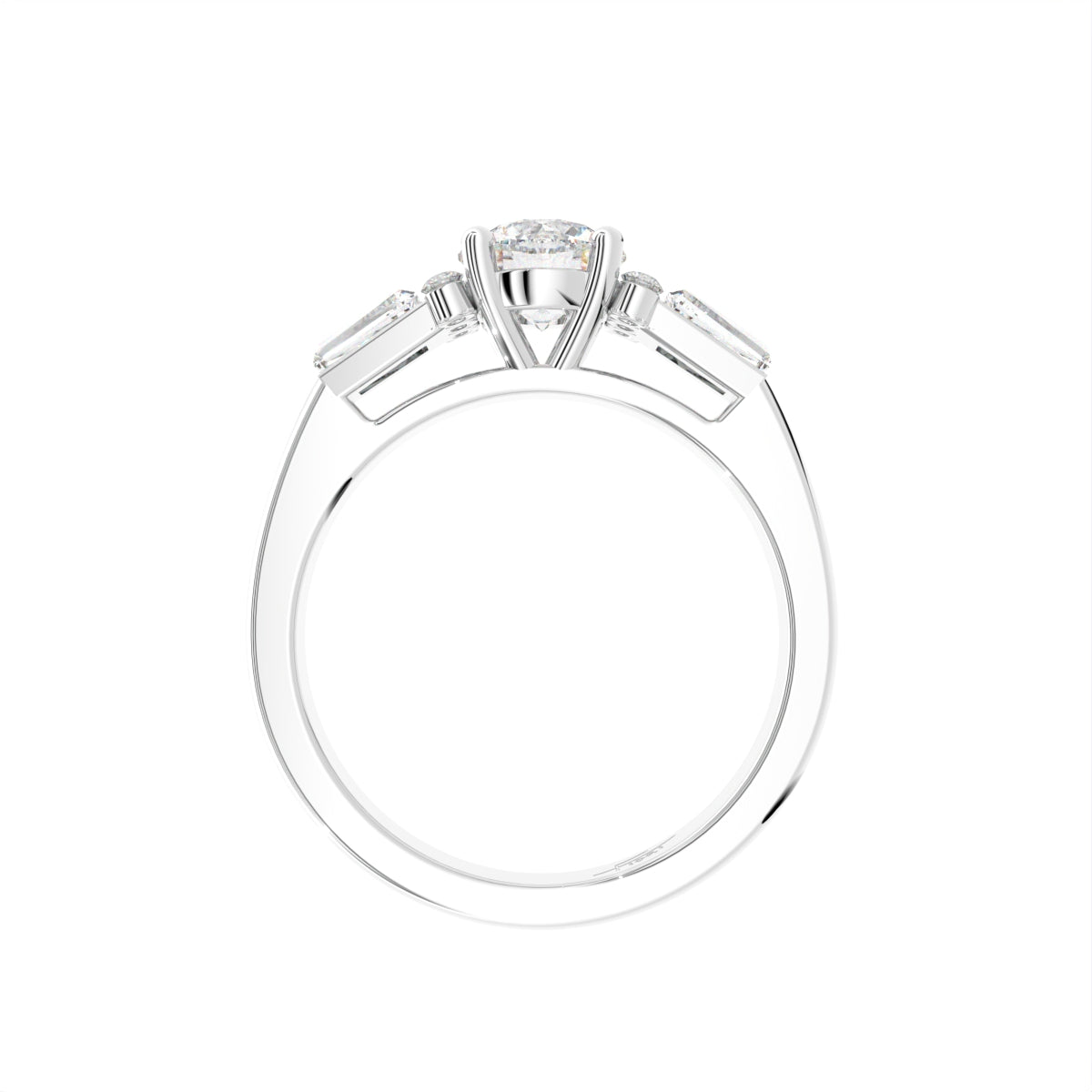 18K Bespoke Round Baguette Diamond Ring — SIDE