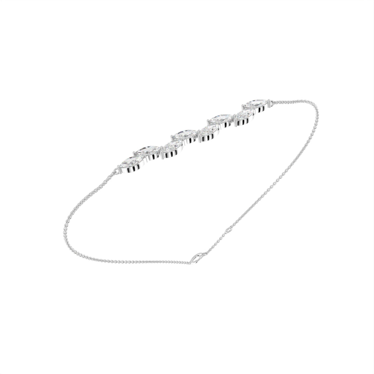 14K White Gold Marquise Diamond Bracelet — 3D VIEW