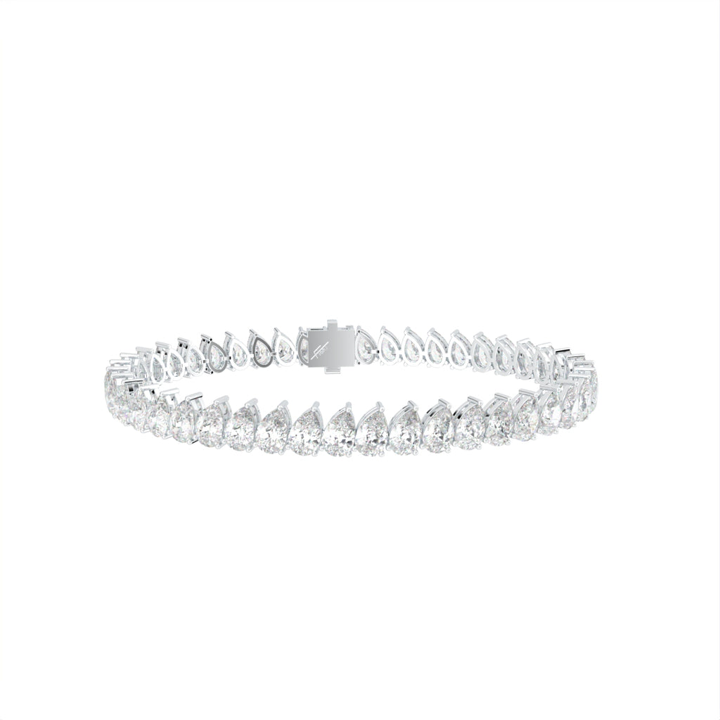 14K White Gold Tennis Pear Diamond Bracelet — TOP