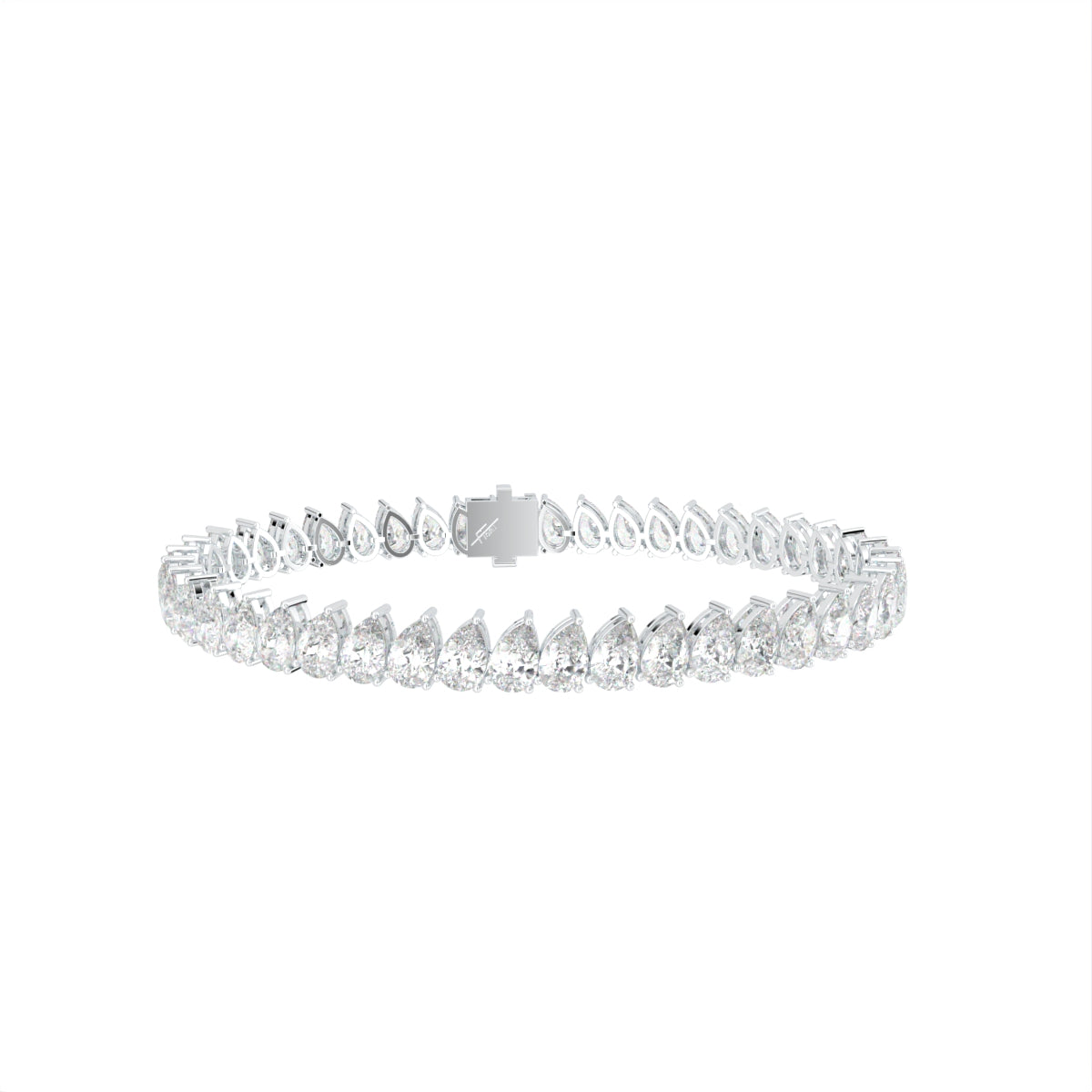 14K White Gold Tennis Pear Diamond Bracelet — TOP