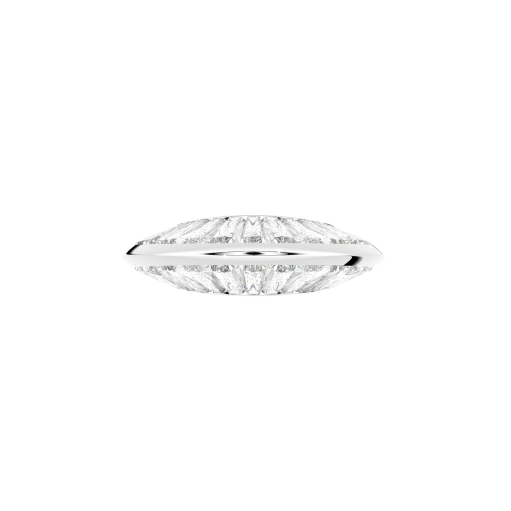 14K White Gold Baguette Diamond Dome Ring — TOP