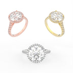 18K Halo Diamond Ring — 3 COLOR