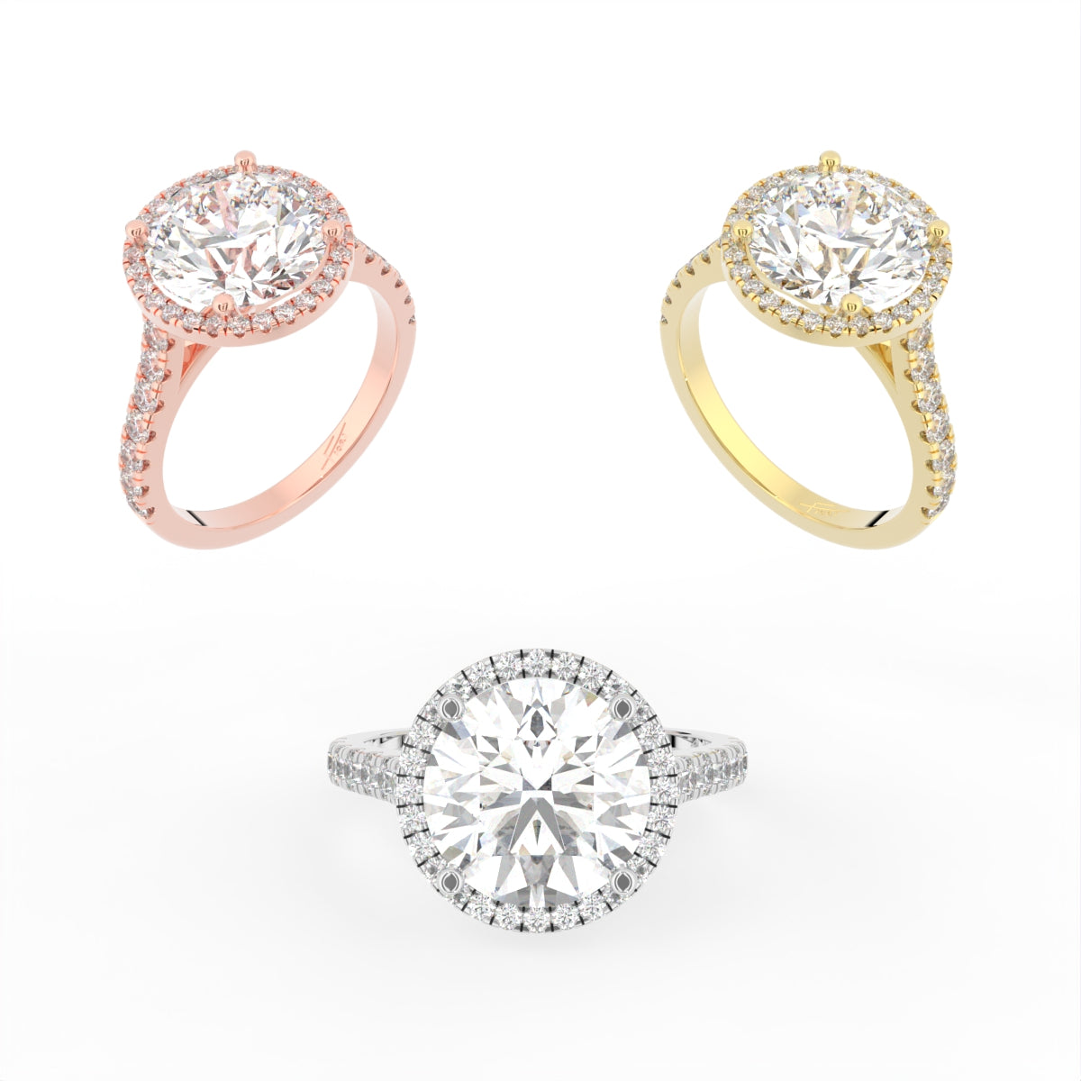 18K Halo Diamond Ring — 3 COLOR