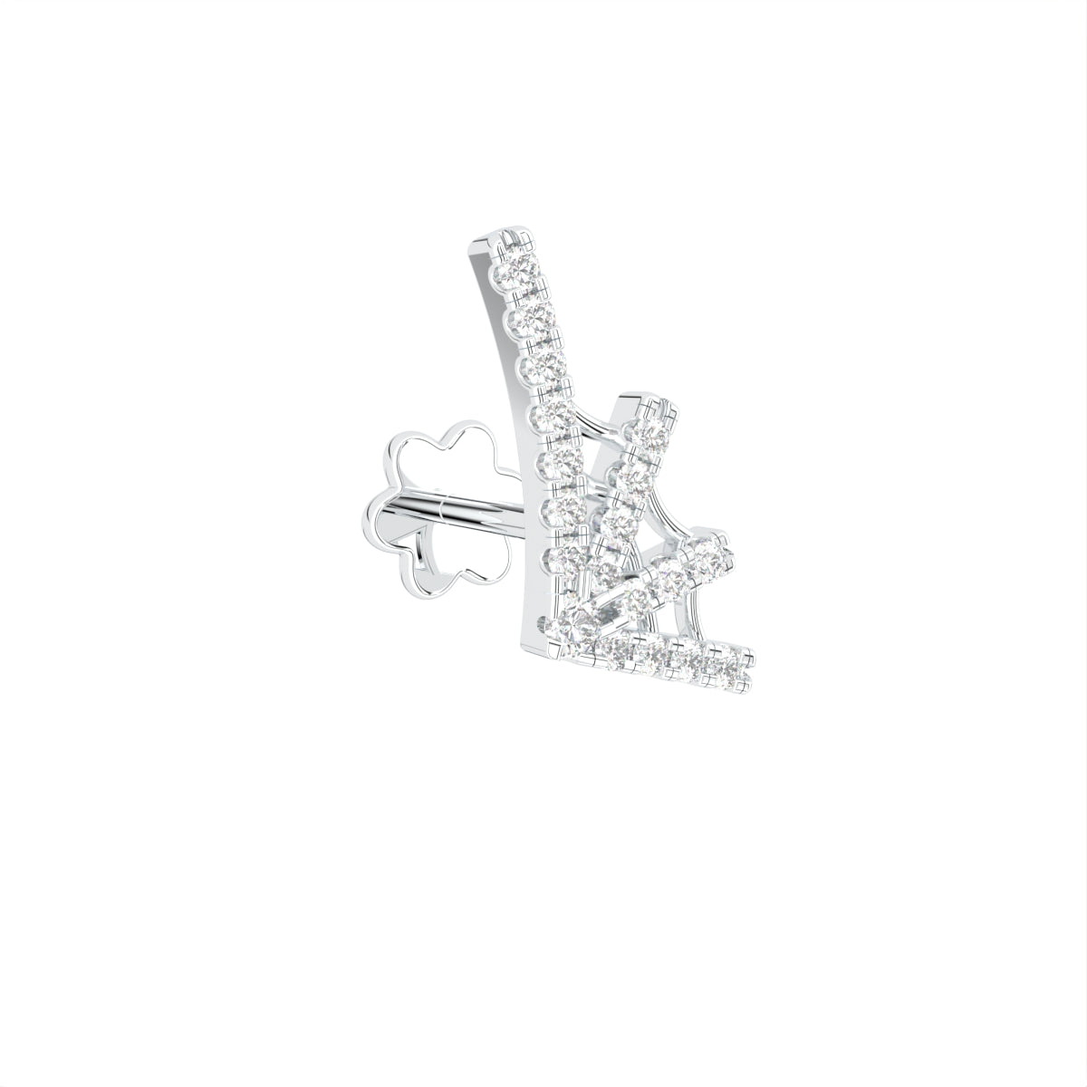 vimg:FJ2674|vimg:FJ4131|18K White Gold Web Round Diamond Earrings — 3D VIEW