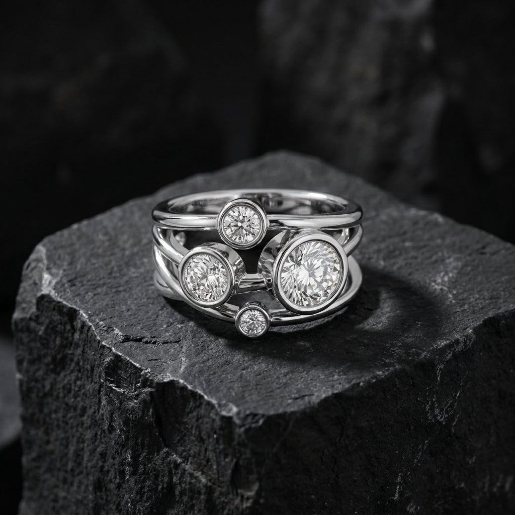 18K Yellow Gold Bezel Round Diamond Ring