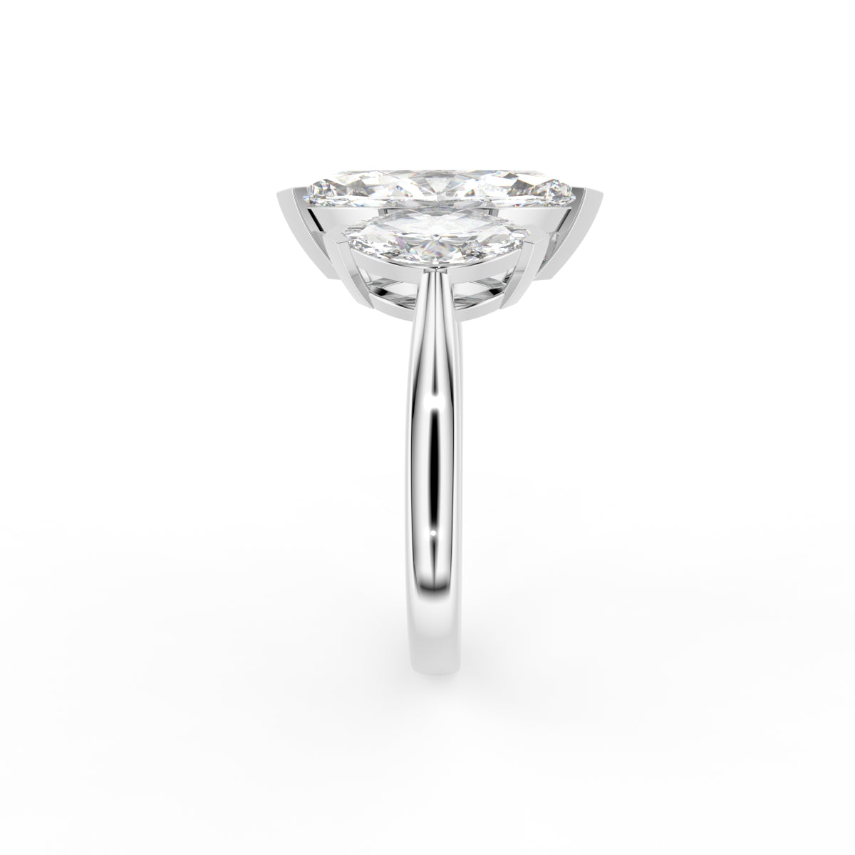 18K Trilogy Marquise Diamond Ring — SIDE