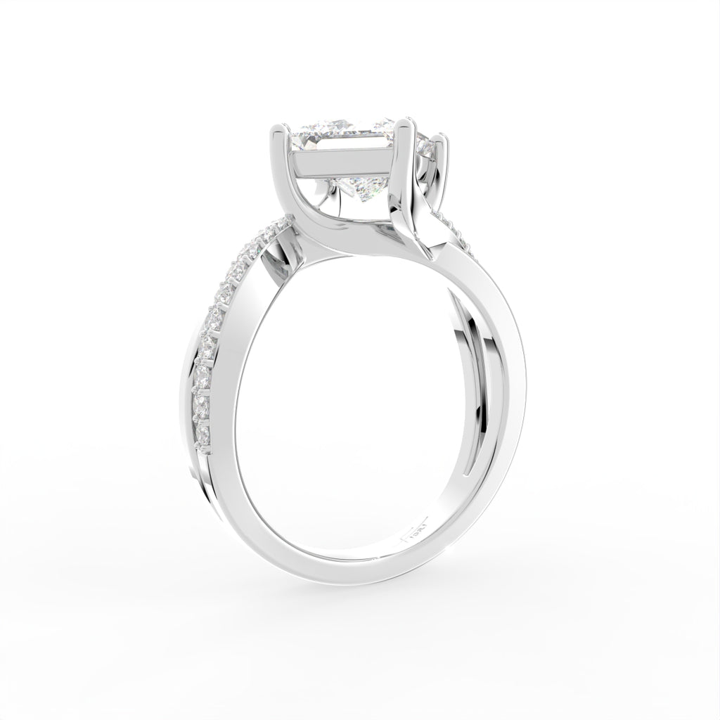 vimg:Z00227|18K Princess Diamond Solitaire Engagement Ring — 3D VIEW