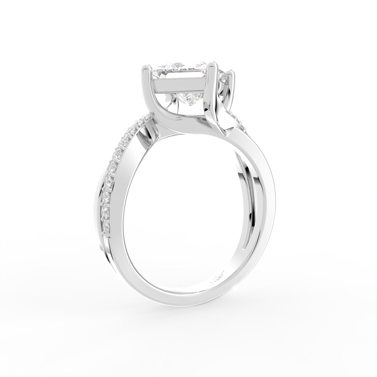 vimg:Z00227|18K Princess Diamond Solitaire Engagement Ring — 3D VIEW