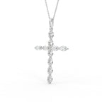 18K Cross Pear Diamond Pendant — 3D VIEW