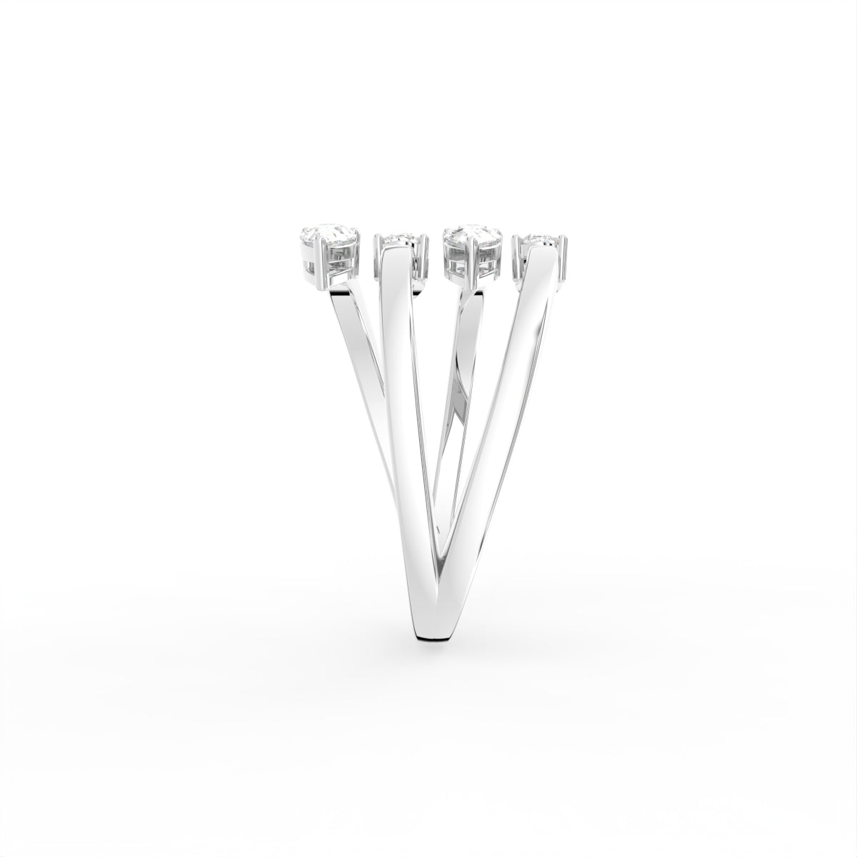 18K Bespoke Pear Diamond Ring — SIDE