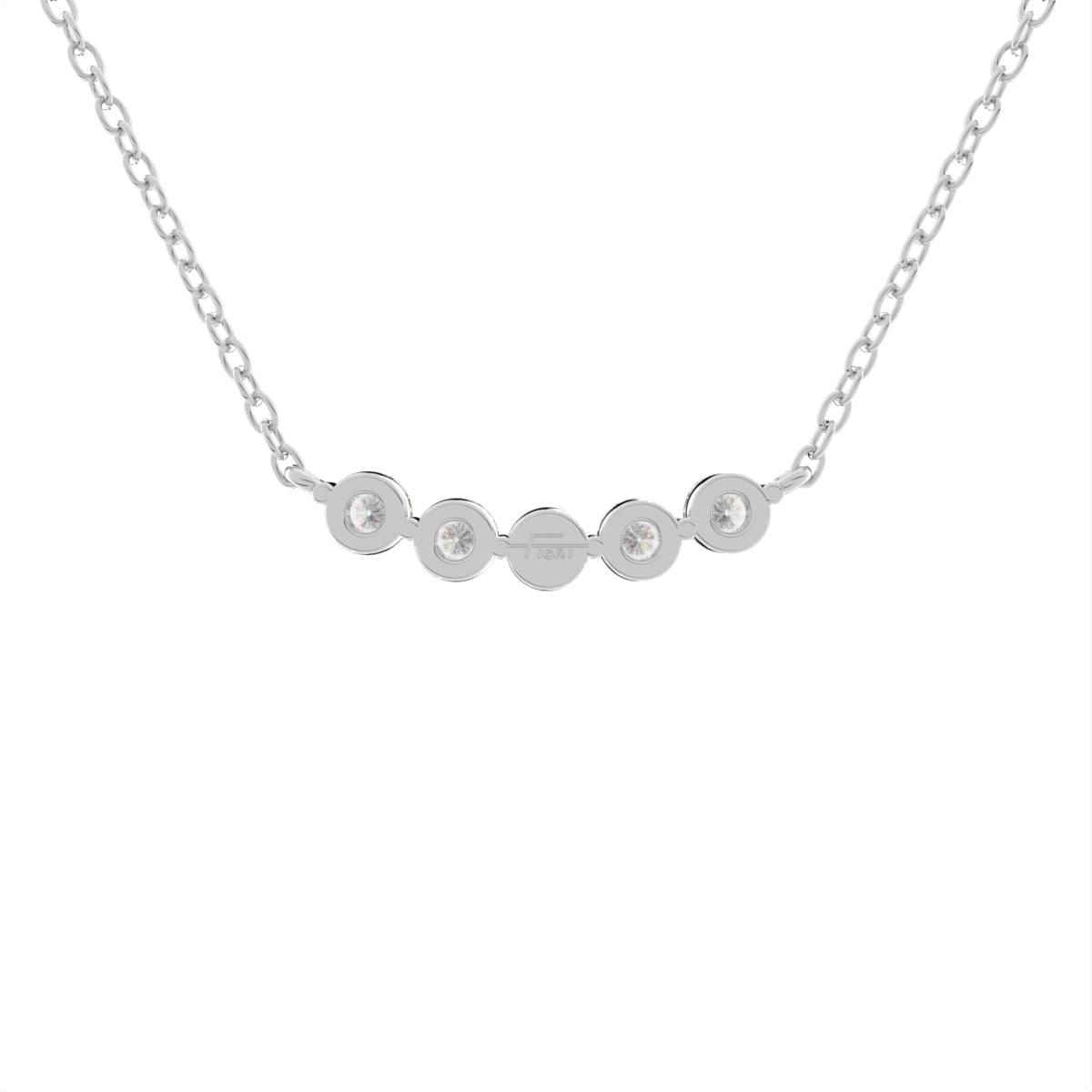 18K Geometric Round Diamond Pendant — BACK